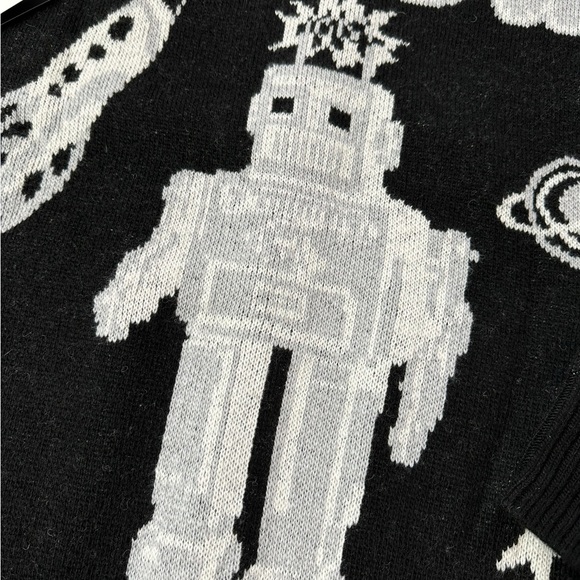 NWT SPIRIT JERSEY Sweater Far Out Space Robot Unisex Zipper Cardigan Streetwear - Picture 3 of 6
